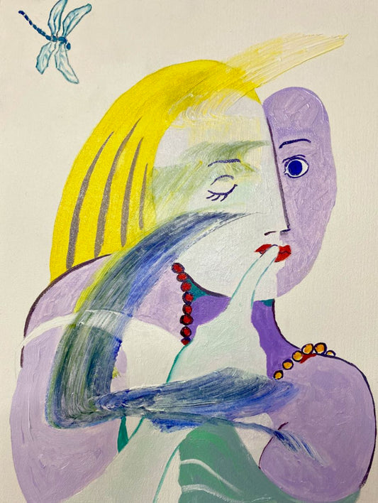 dragonfly, woman and dragonfly, secrets, abstract oil, feminine art, woman art, dragonfly meaning
