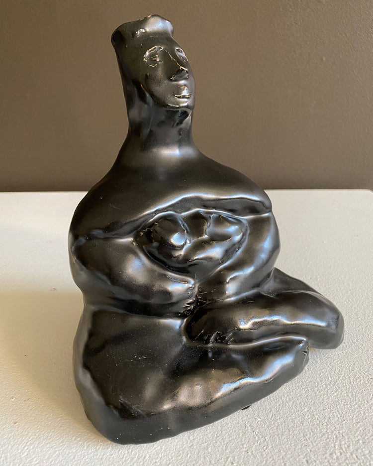 Sumi e Clay Sculpture Inspired by Neolithic Divine and Sacred Goddess by Marilyn Wells