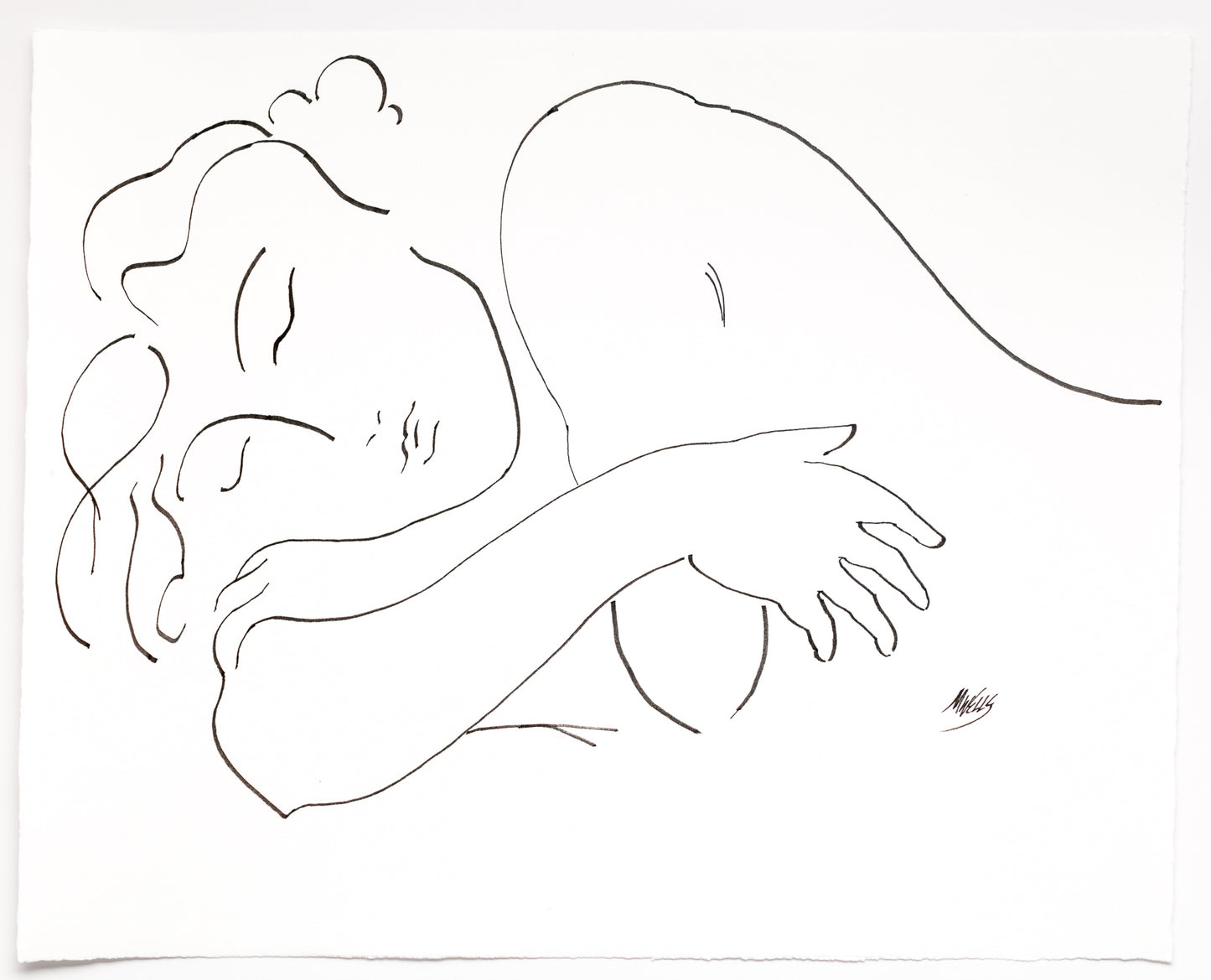 Original Line Drawing "I Dream of You" 20" x 16.5" Ltd Ed. by Marilyn Wells