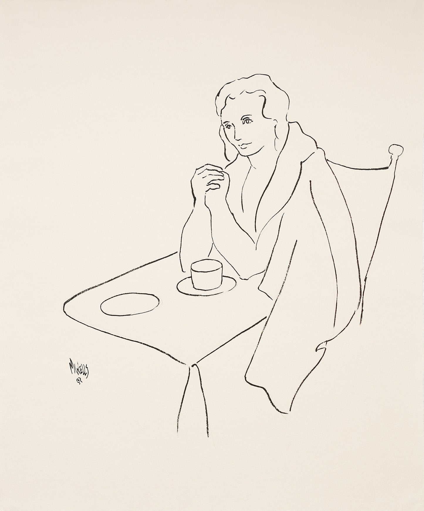 Original Line Drawing “I Remember Paris” 20" x 16.5" Ltd Ed. by Marilyn Wells
