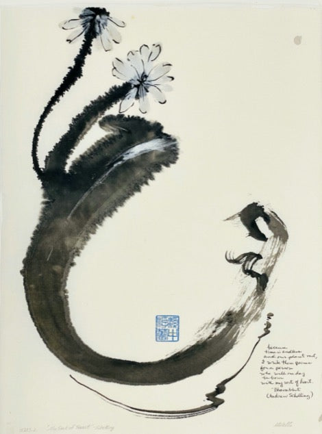 Abstract sumi e Print “My Sort of Heart” by Marilyn Wells