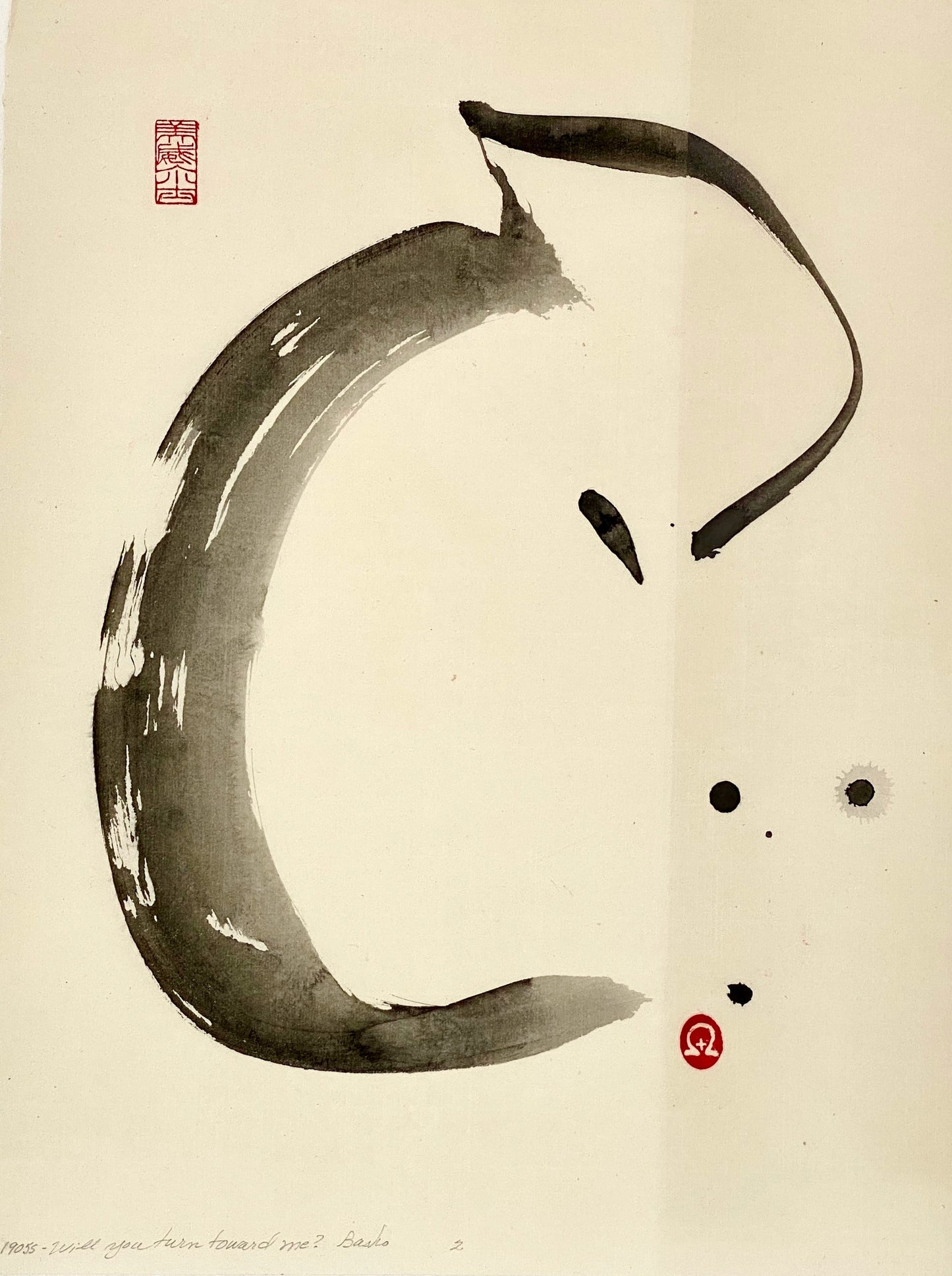 “I'm Lonely Too” by Marilyn Wells. Abstract sumi e Original