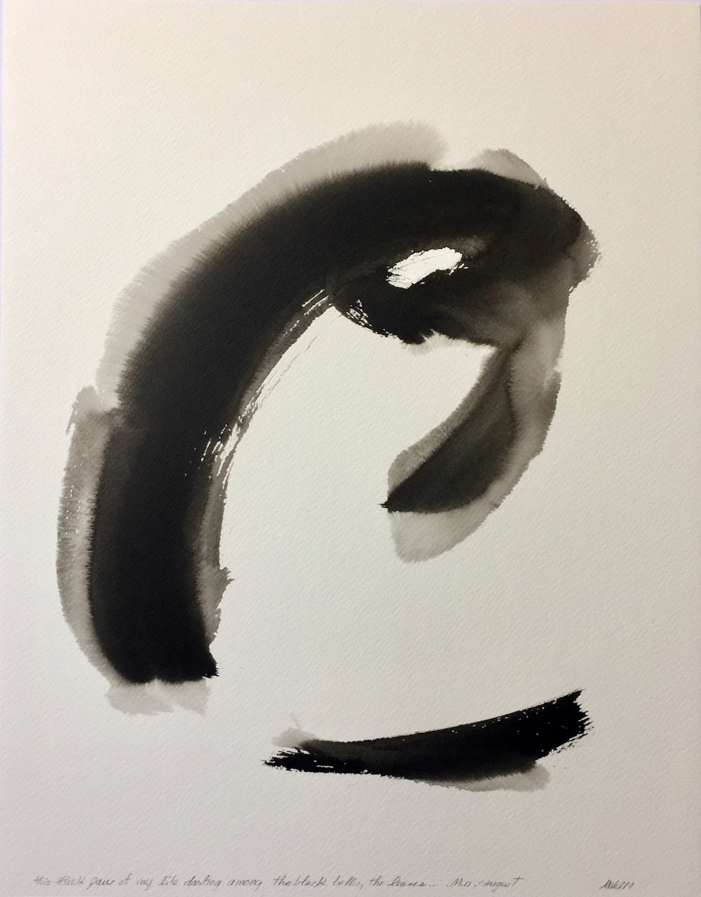 Abstract Zen Ink Painting "This Thick Paw of My Life" by Marilyn Wells 14" x 18"