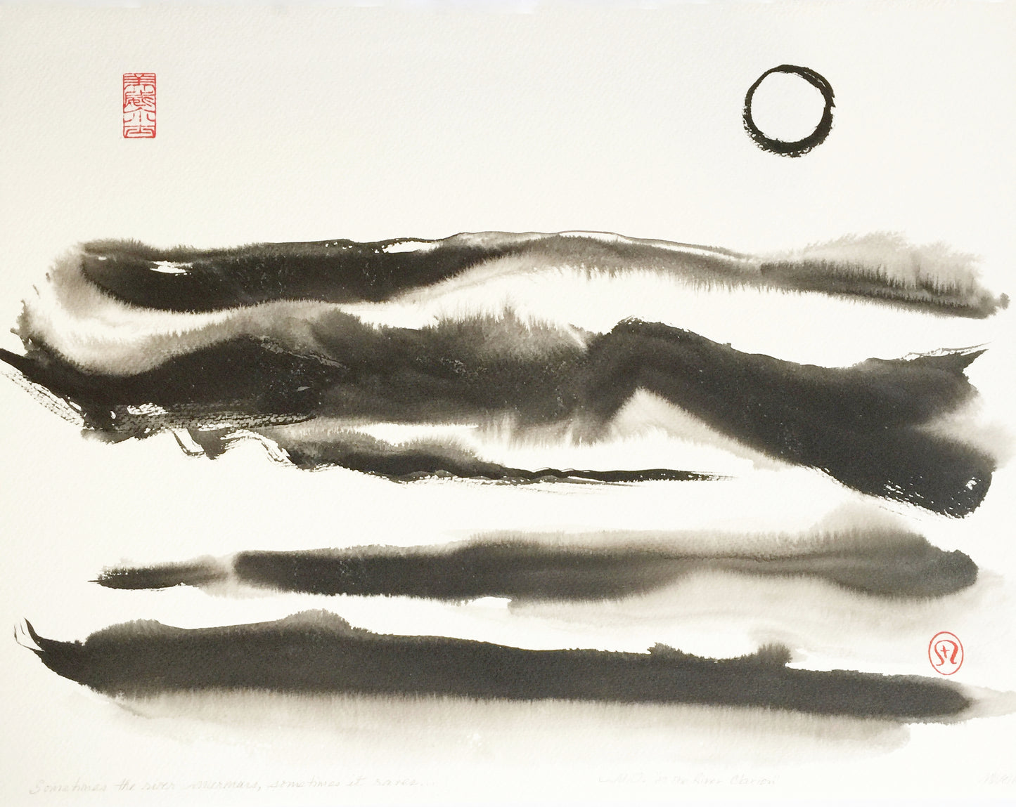 Abstract sumi e Print “Rivers of My Life” by Marilyn Wells