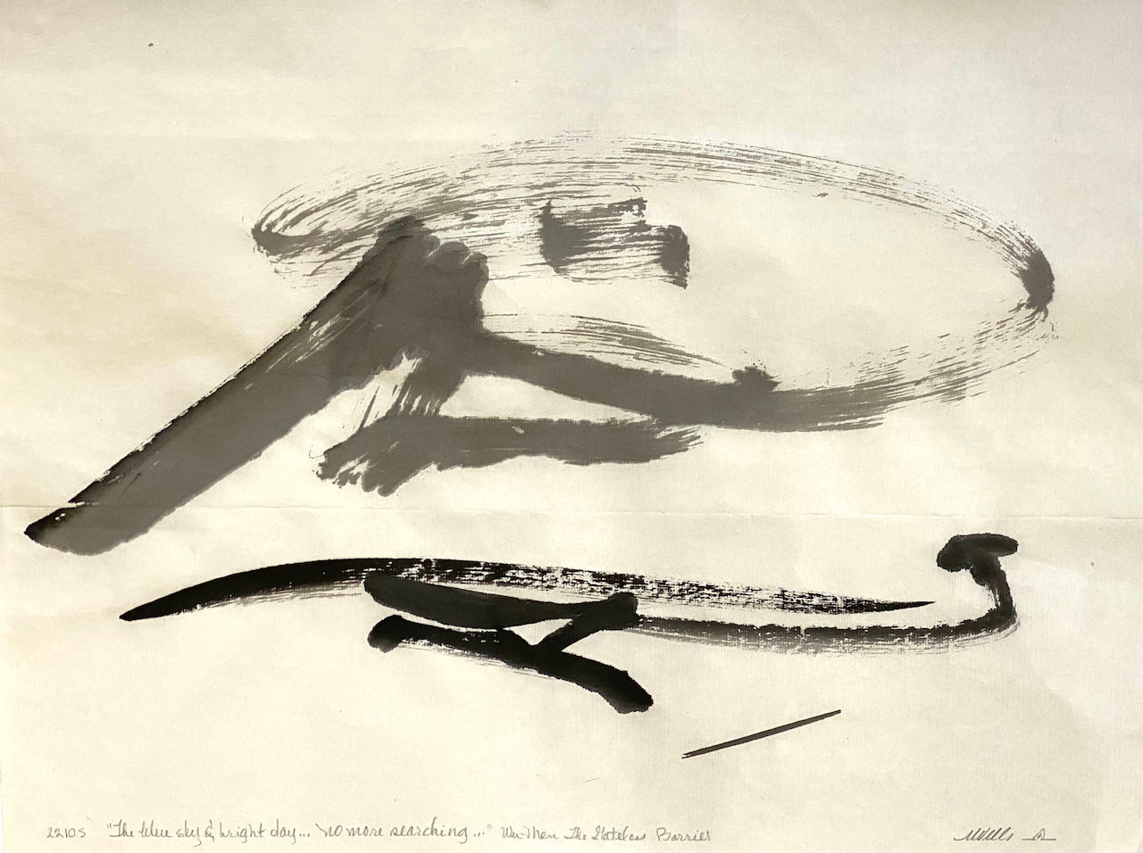 “The Blue Sky and Bright Day” by Marilyn Wells -Abstract sumi e Original -Unmounted