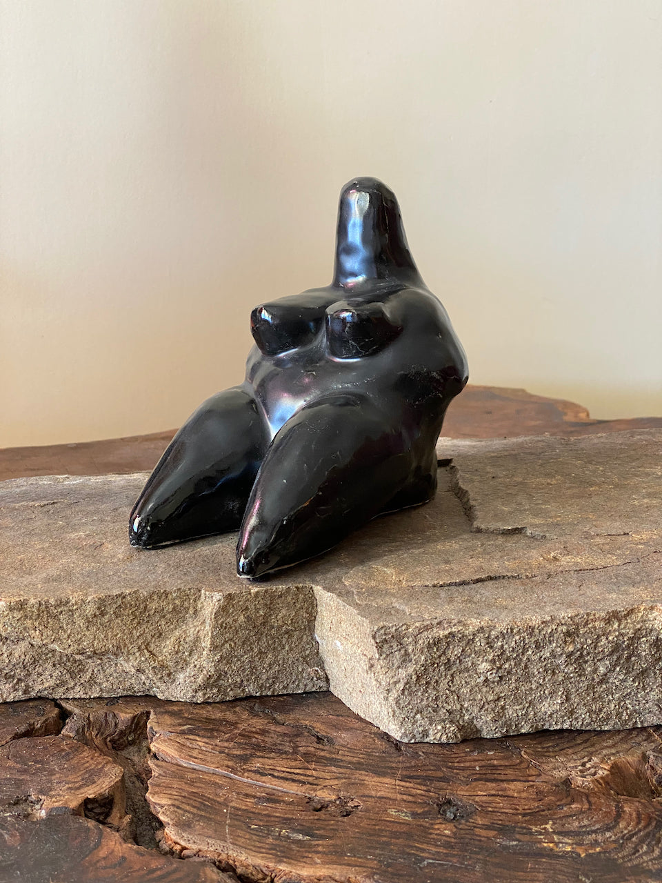 Sumi e Clay Sculpture "Voluptuous Madonna" Inspired by Neolithic Divine and Sacred Goddess by Marilyn Wells