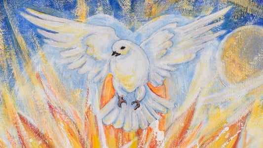 Detail - White Dove of "Wisdom Sophia" painting by Marilyn Wells