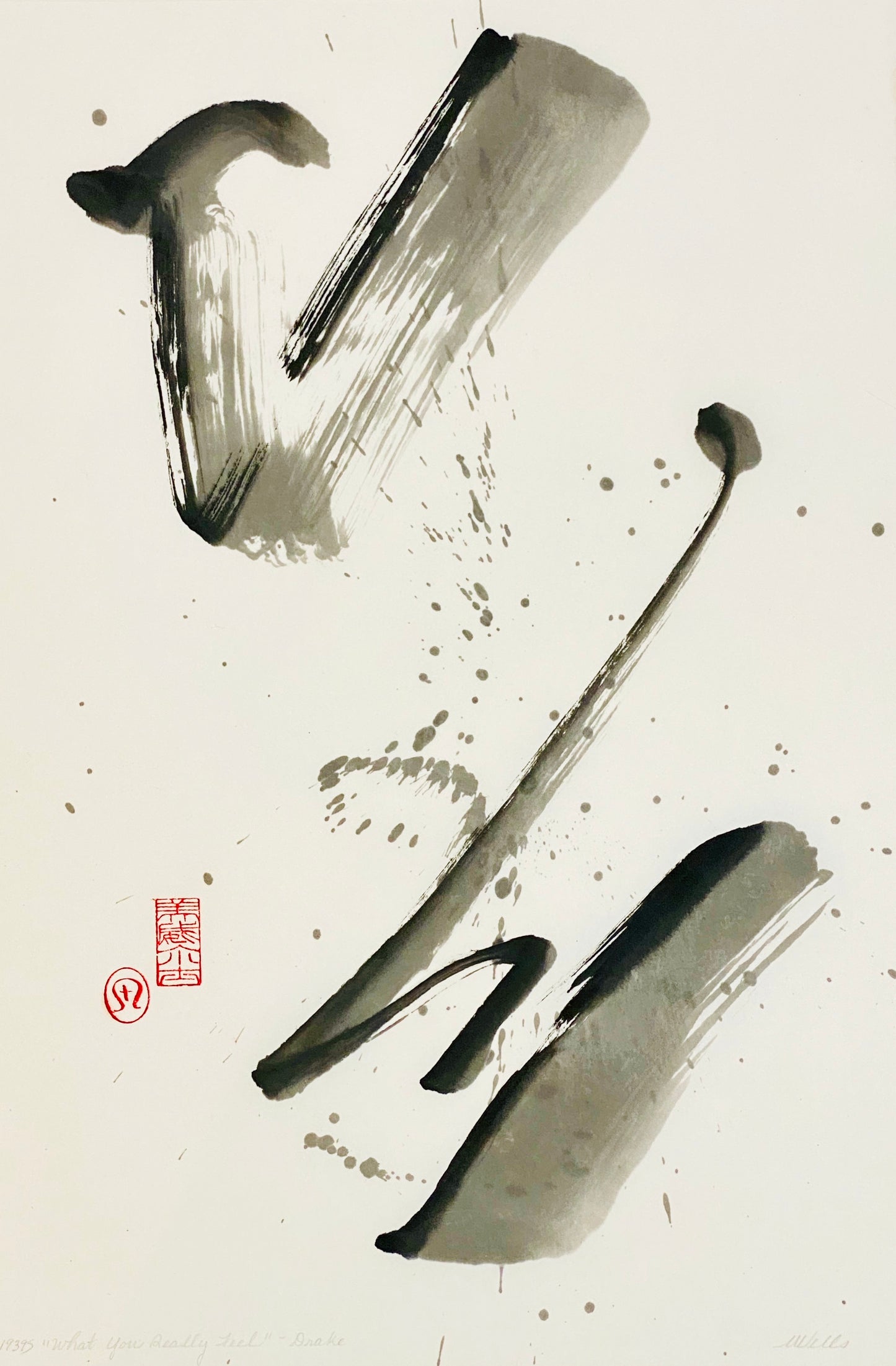 Abstract Sumi e Painting “Howt You Really ” by Marilyn Wells Original from Drake, ink wash, Zen style