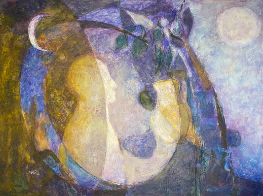 Moth & Angel by Marilyn Wells, 40" x 30", oil & cold wax, framed