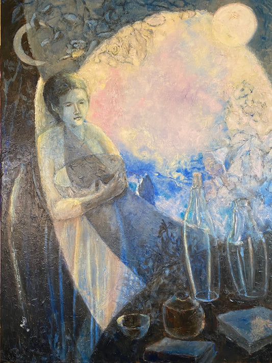 "Gifts" by Marilyn Wells, 30" x 40", oil and cold wax, framed