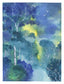 "Blue Bayou" in blues with yellow sky by Marilyn Wells, 16" x 12"