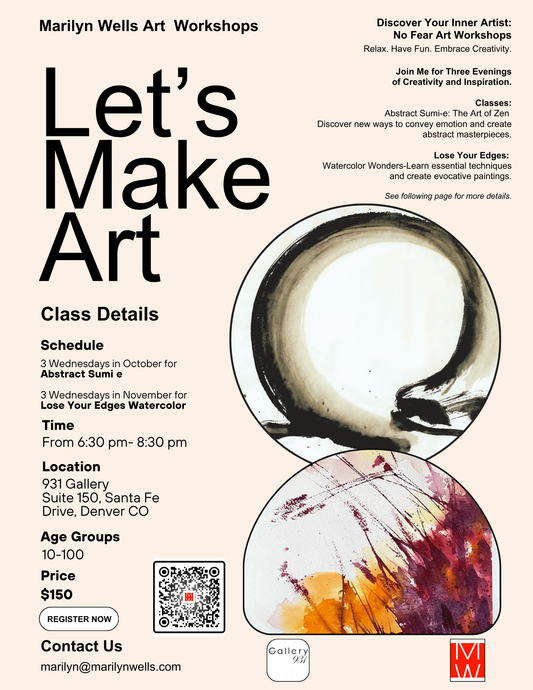 Evening Workshops, Sumi e & Watercolor, October, November 2025