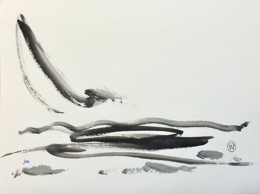 "The Pearl on the Bottom" by Marilyn Wells Abstract Sumi e Original