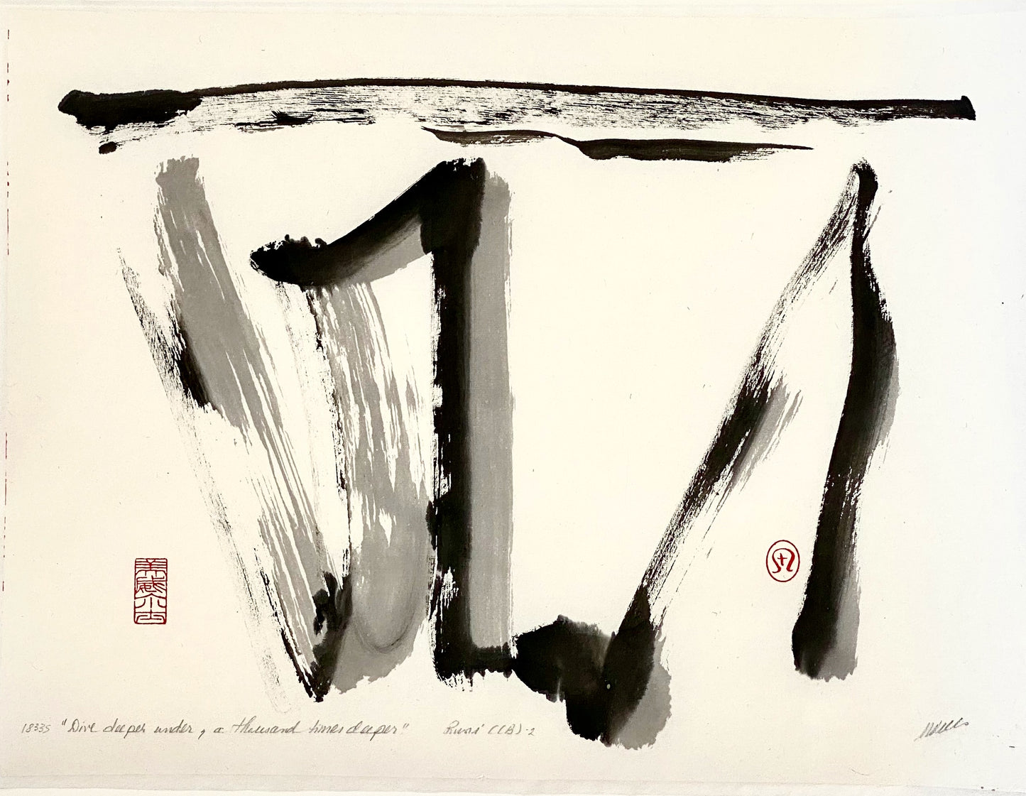 Zen Abstract Ink Painting “Dive Deeper” by Marilyn Wells Original