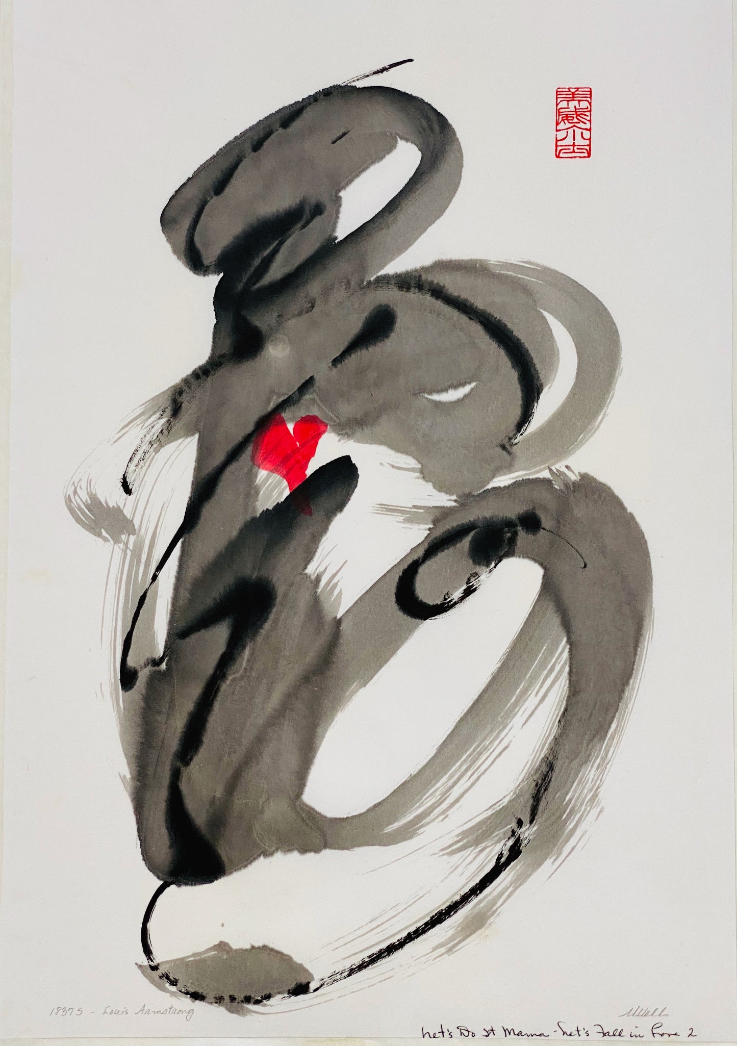 Abstract sumi e Original“Let's Fall in Love” by Marilyn Wells