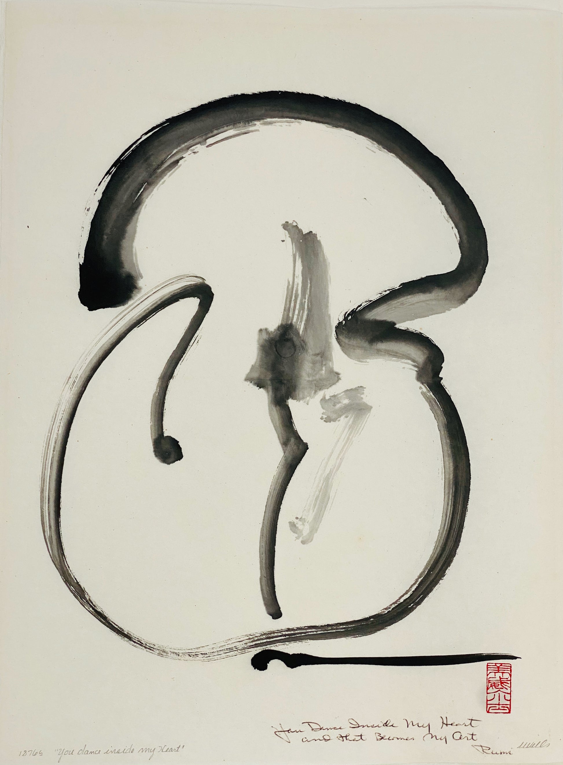 Abstract sumi e print “You Dance Inside My Heart” by Marilyn Wells