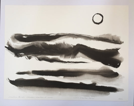 Abstract sumi e painting "Rivers of My Life", Original, Zen style