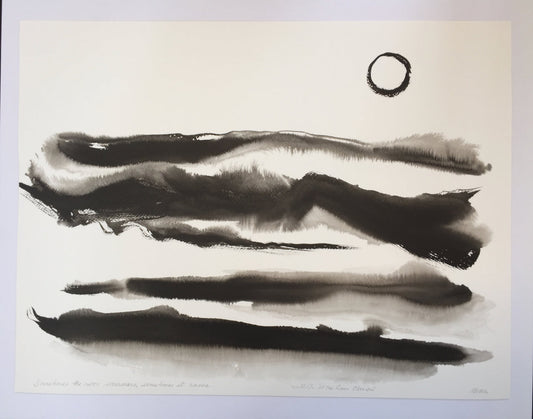 Abstract sumi e painting "Rivers of My Life", Original, Zen style