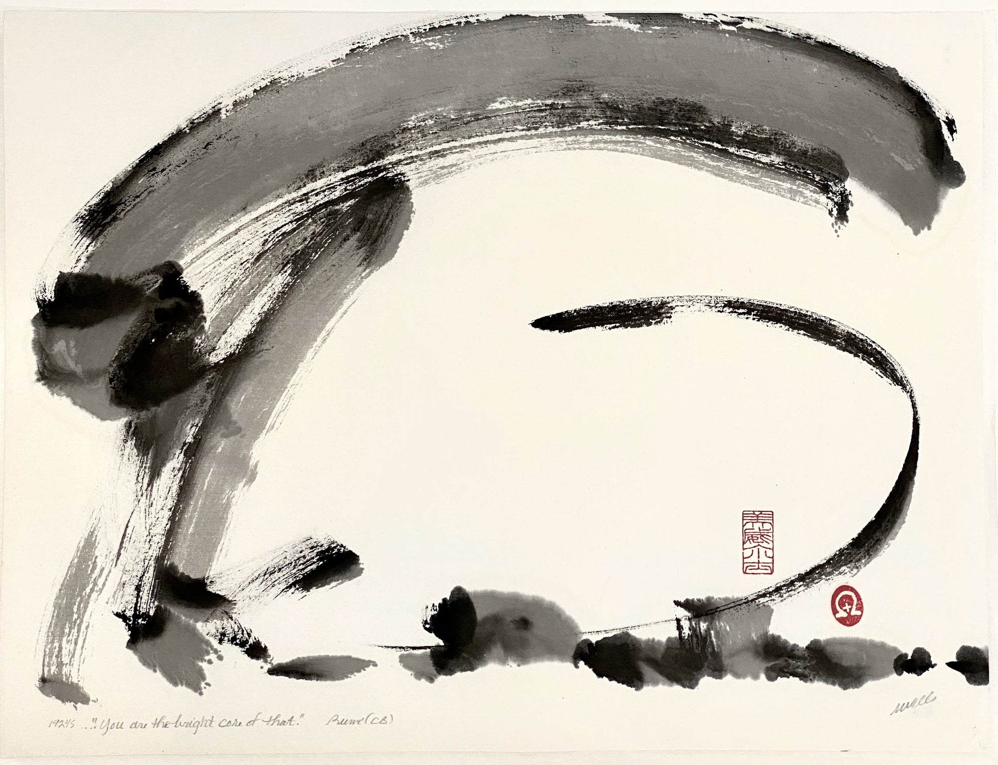 "Your Bright Core" by Marilyn Wells, Zen Abstract sumi e Original
