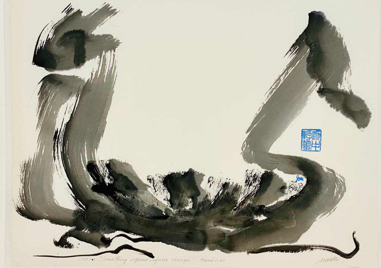 Zen Abstract Ink Painting “Something Opens Our Wings” by Marilyn Wells Original