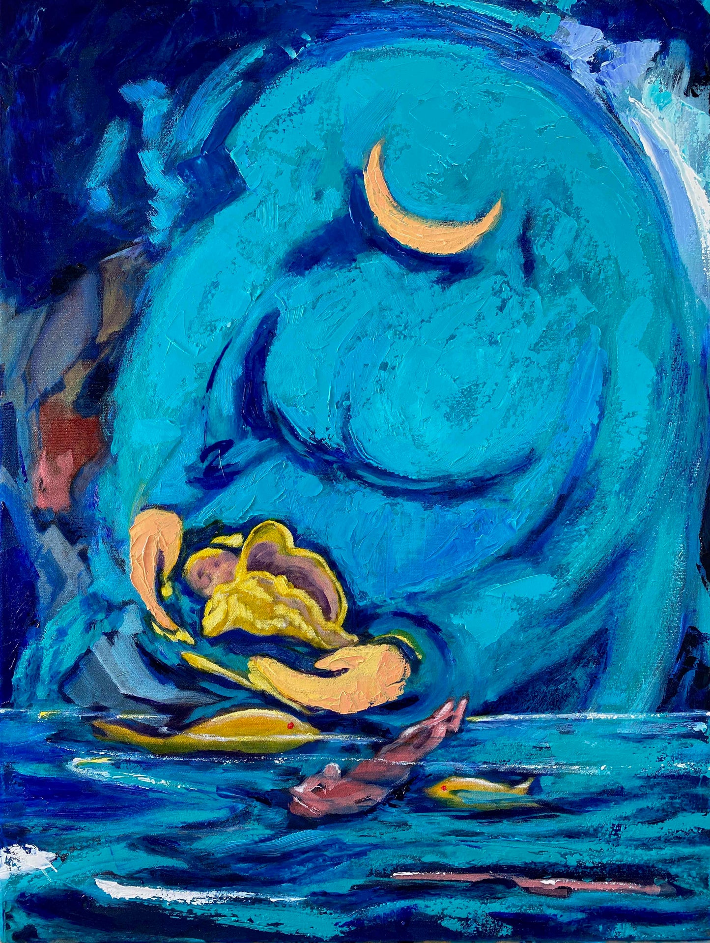 Print "Sacred Feminine Print by Marilyn Wells from Oil Painting "Compassion - Mercy 1" original oil on Canvas.