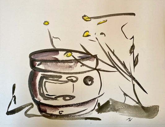 “Drink Up” by Marilyn Wells Zen Abstract sumi e Original
