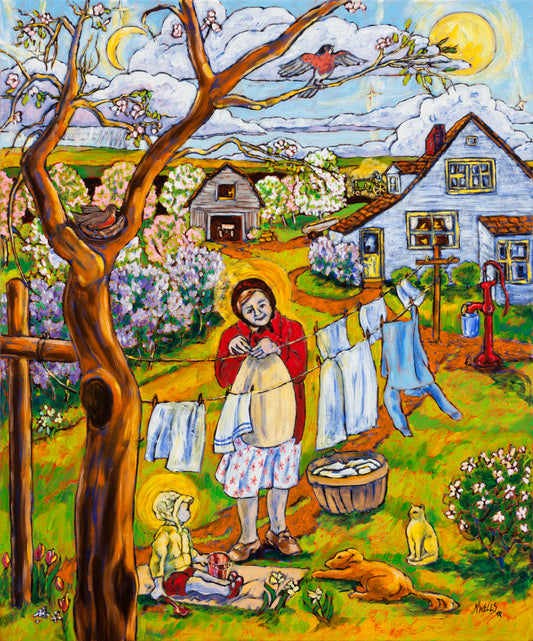 Print “Hanging Clothes in Springtime - I Remember Ellis Island” by Marilyn Wells
