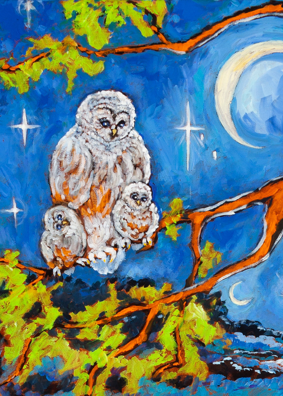 Owls - Detail of Saint Bridget - You are Loved, Oil Painting by Marilyn Wells