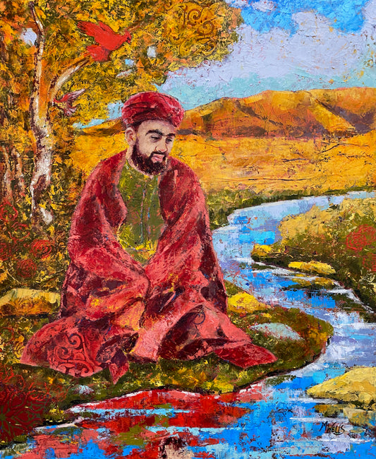 Murshid, Qualandar of the Faizi Order of Sufis, by Marilyn Wells, original oil painting 20" x 24"